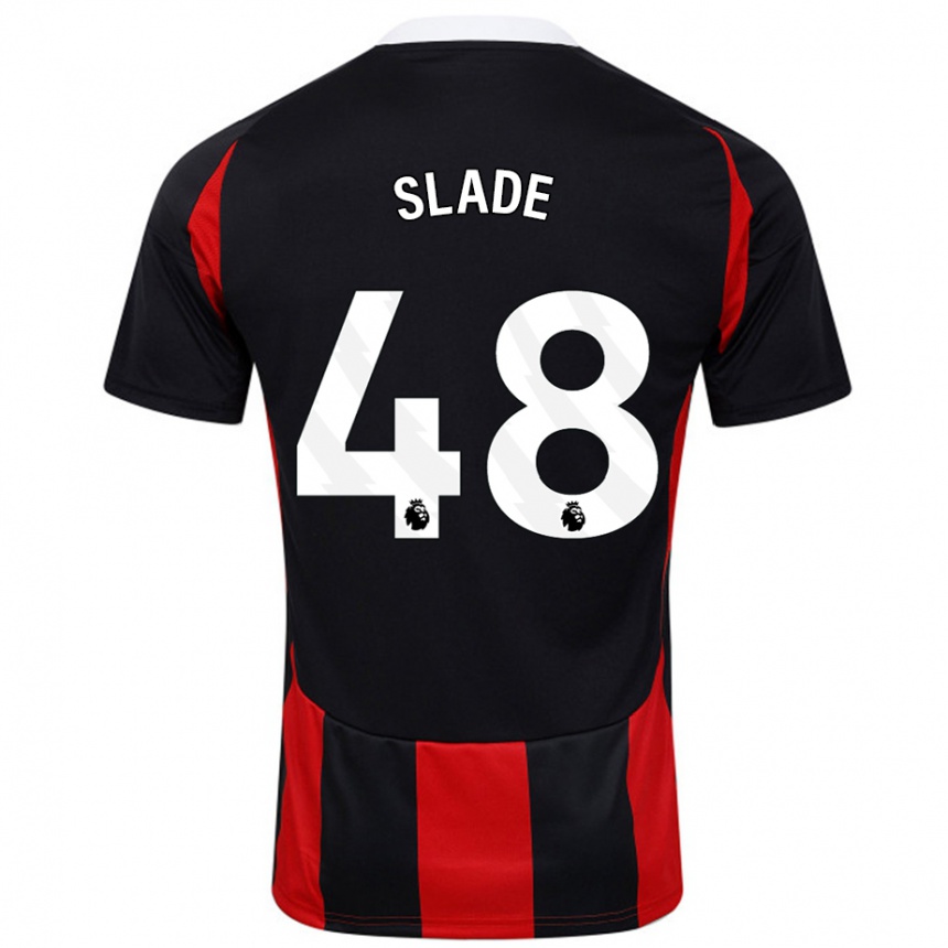 Kids Football Bradley Slade #48 Black Red Away Jersey 2024/25 T-Shirt Uk