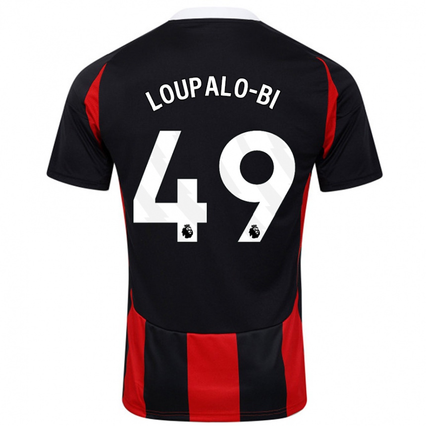 Kids Football Aaron Loupalo-Bi #49 Black Red Away Jersey 2024/25 T-Shirt Uk