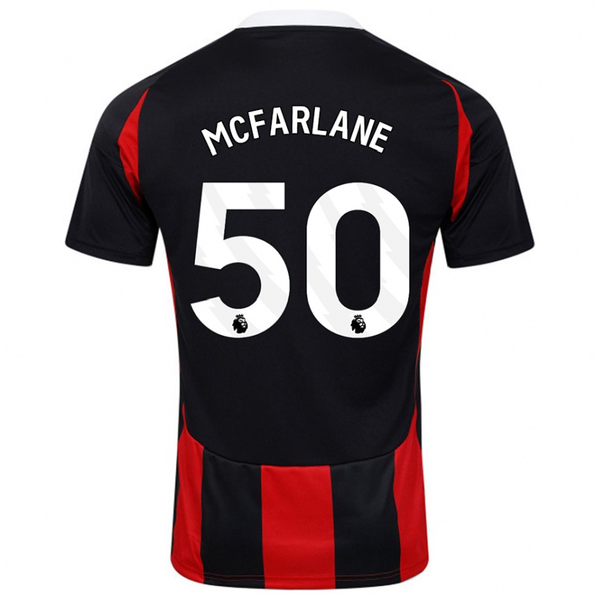 Kids Football Callum Mcfarlane #50 Black Red Away Jersey 2024/25 T-Shirt Uk