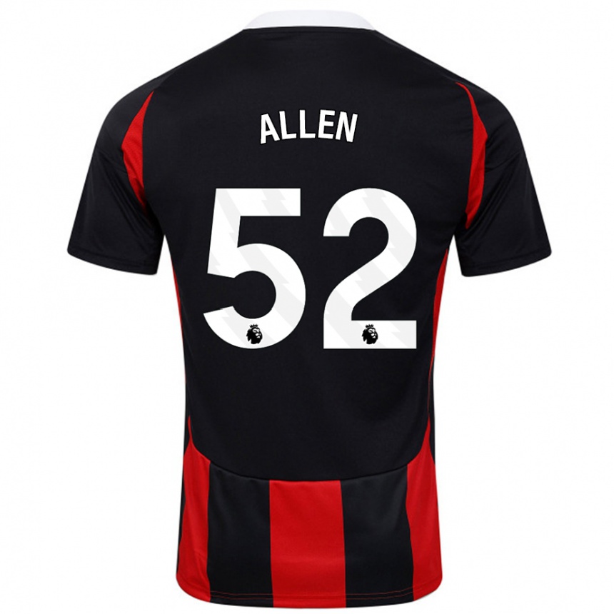 Kids Football Michael Allen #52 Black Red Away Jersey 2024/25 T-Shirt Uk