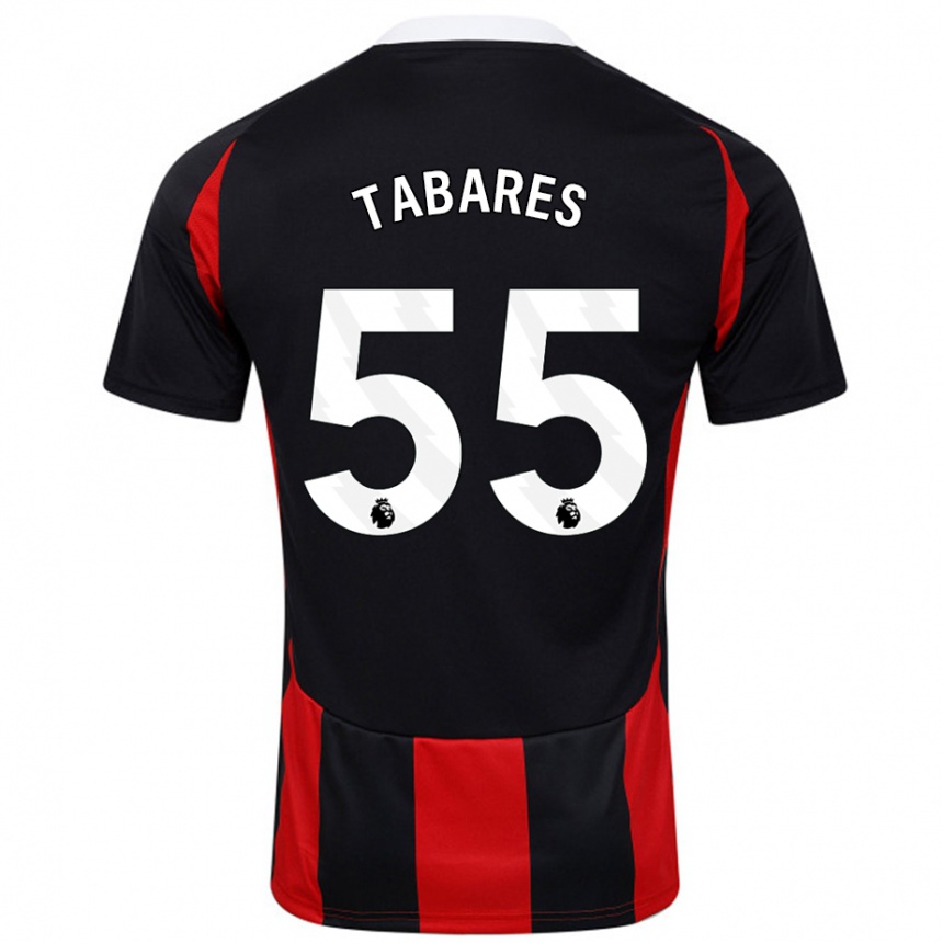 Kids Football Samuel Tabares #55 Black Red Away Jersey 2024/25 T-Shirt Uk