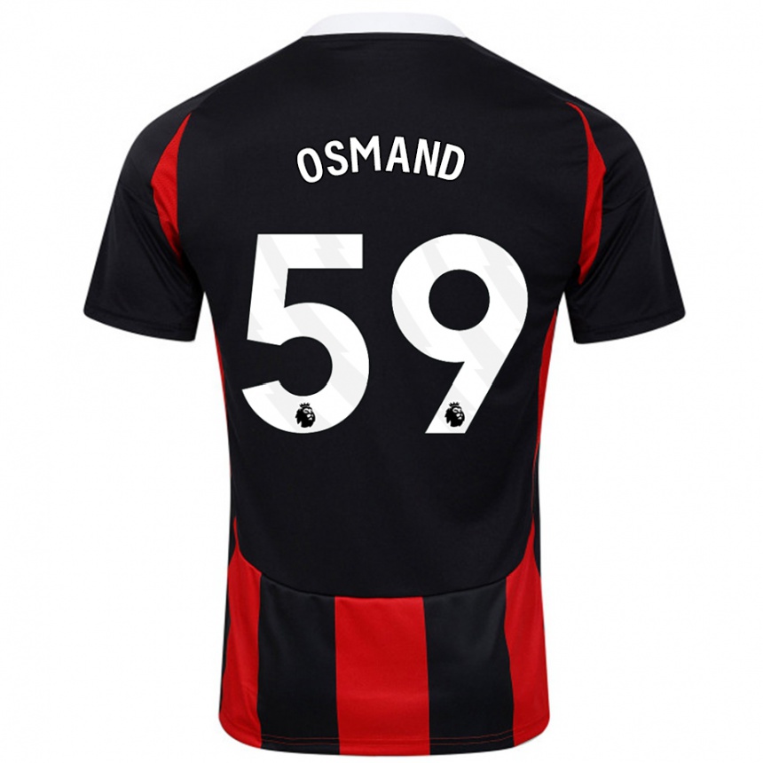 Kids Football Callum Osmand #59 Black Red Away Jersey 2024/25 T-Shirt Uk