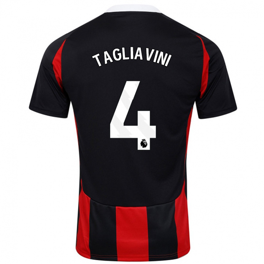 Kids Football Ella Tagliavini #4 Black Red Away Jersey 2024/25 T-Shirt Uk