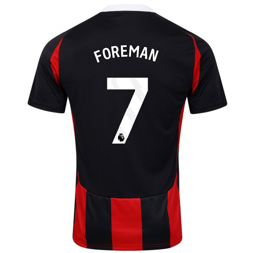 Kids Football Tia Foreman #7 Black Red Away Jersey 2024/25 T-Shirt Uk