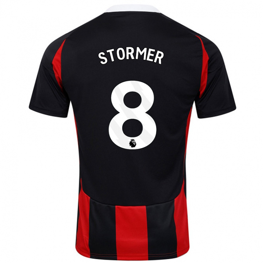 Kids Football Becky Stormer #8 Black Red Away Jersey 2024/25 T-Shirt Uk