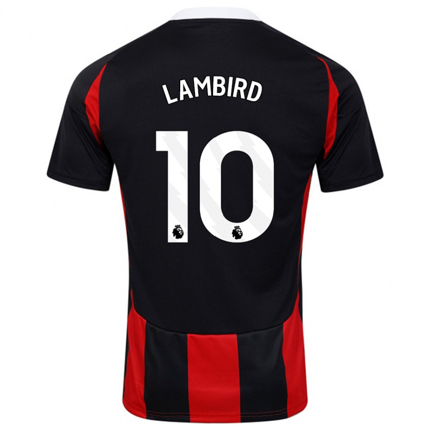 Kids Football Lilly Lambird #10 Black Red Away Jersey 2024/25 T-Shirt Uk