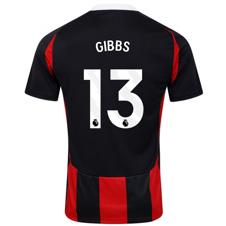 Kids Football Frankie Gibbs #13 Black Red Away Jersey 2024/25 T-Shirt Uk