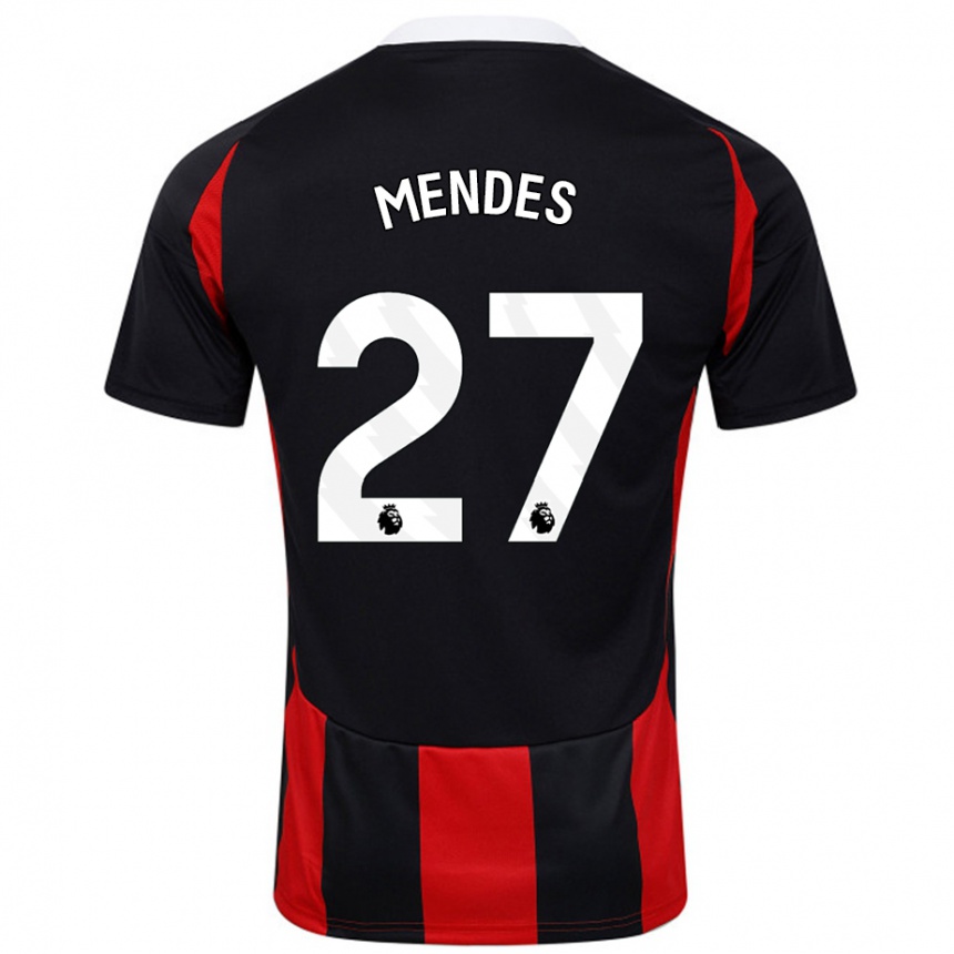 Kids Football Megalie Mendes #27 Black Red Away Jersey 2024/25 T-Shirt Uk