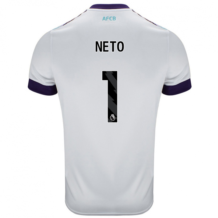 Kids Football Neto #1 White Green Purple Away Jersey 2024/25 T-Shirt Uk