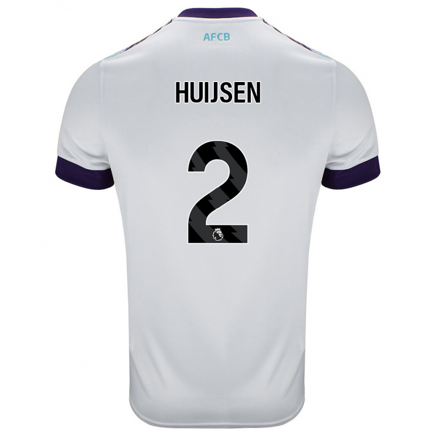 Kids Football Dean Huijsen #2 White Green Purple Away Jersey 2024/25 T-Shirt Uk