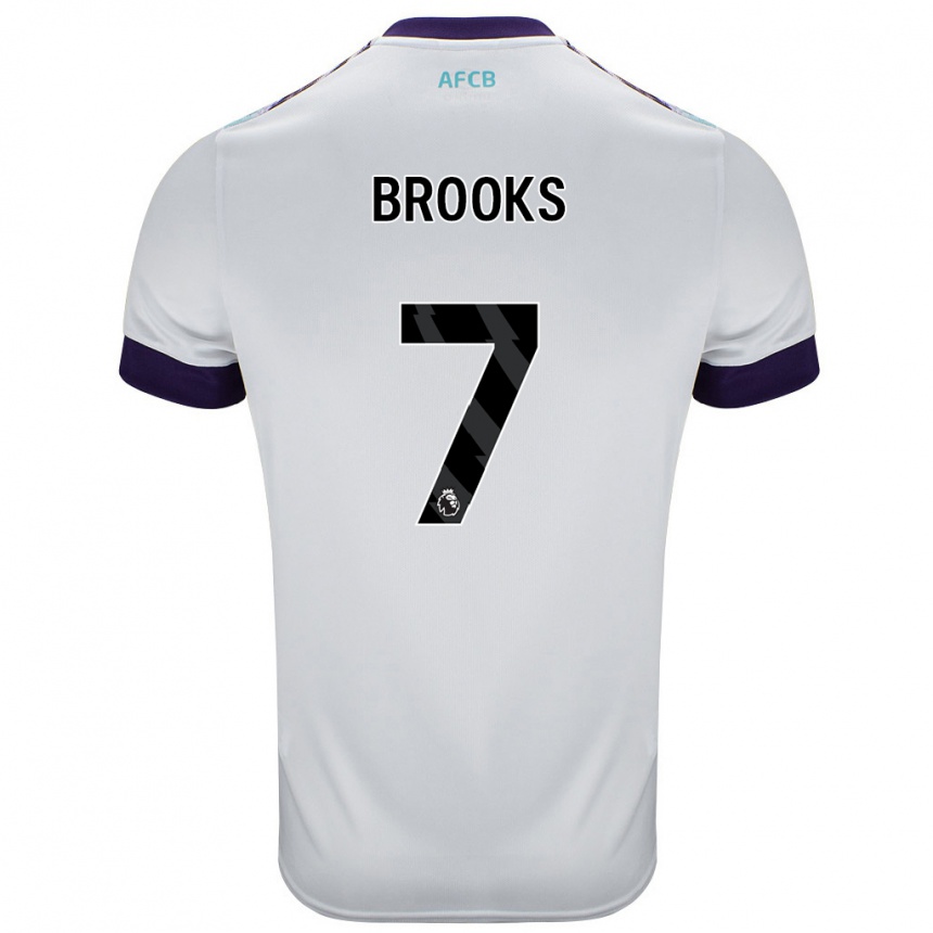 Kids Football David Brooks #7 White Green Purple Away Jersey 2024/25 T-Shirt Uk