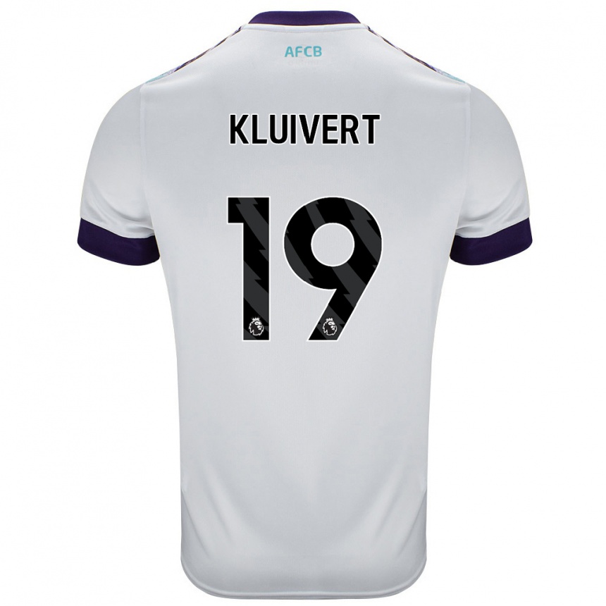 Kids Football Justin Kluivert #19 White Green Purple Away Jersey 2024/25 T-Shirt Uk