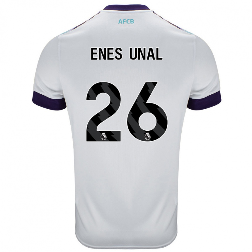 Kids Football Enes Ünal #26 White Green Purple Away Jersey 2024/25 T-Shirt Uk