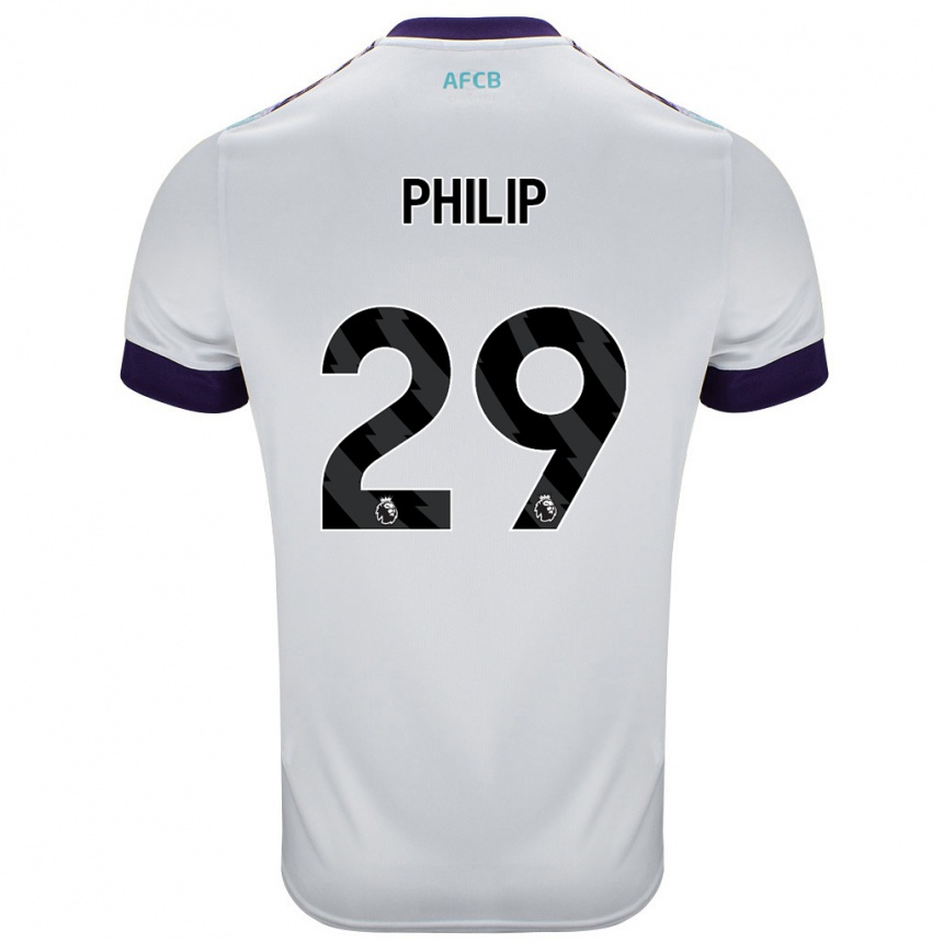 Kids Football Philip Billing #29 White Green Purple Away Jersey 2024/25 T-Shirt Uk