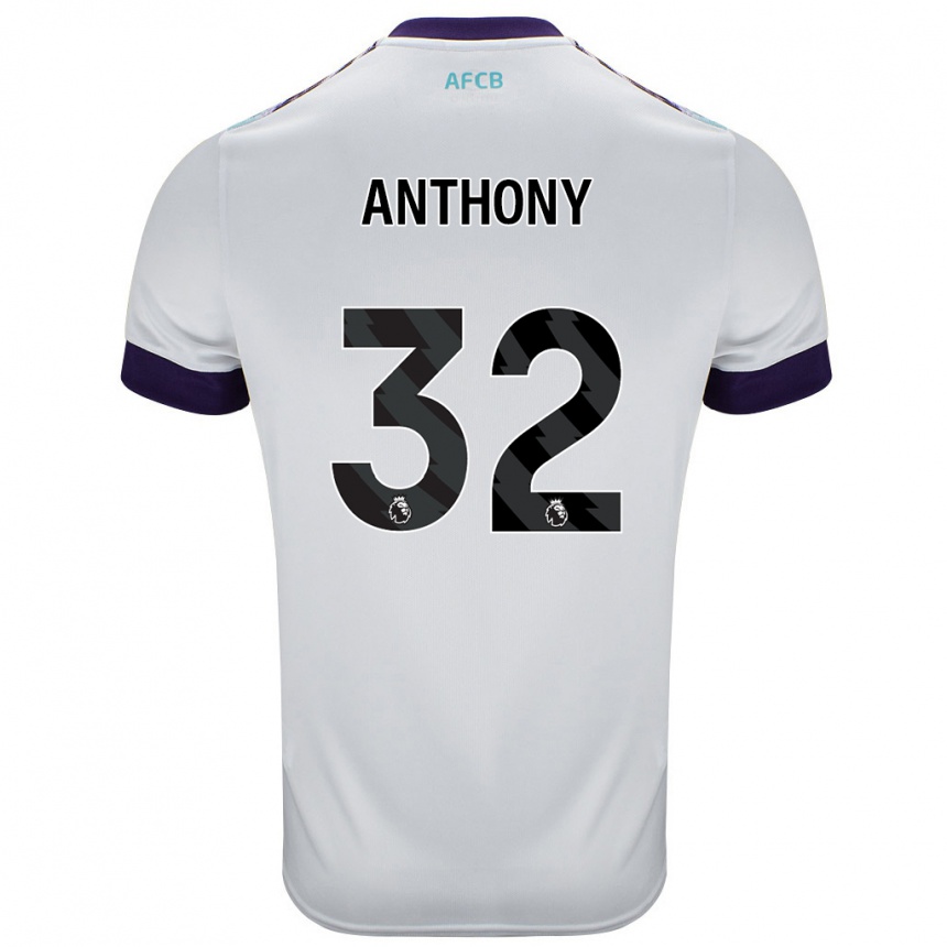 Kids Football Jaidon Anthony #32 White Green Purple Away Jersey 2024/25 T-Shirt Uk