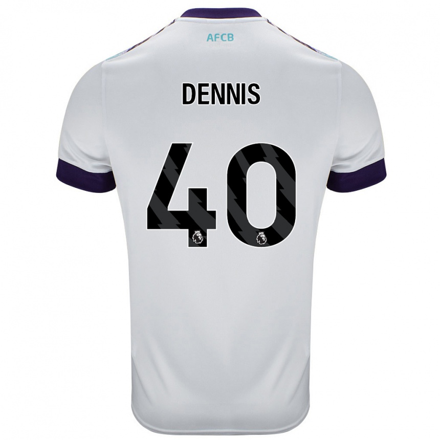 Kids Football Will Dennis #40 White Green Purple Away Jersey 2024/25 T-Shirt Uk