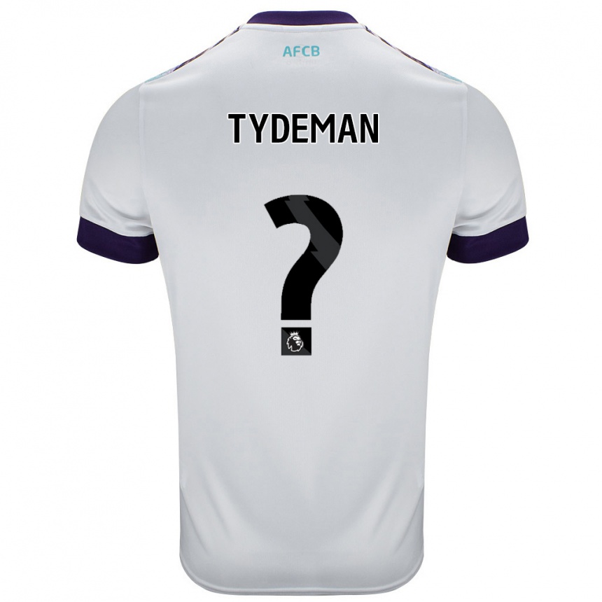 Kids Football Kian Tydeman #0 White Green Purple Away Jersey 2024/25 T-Shirt Uk