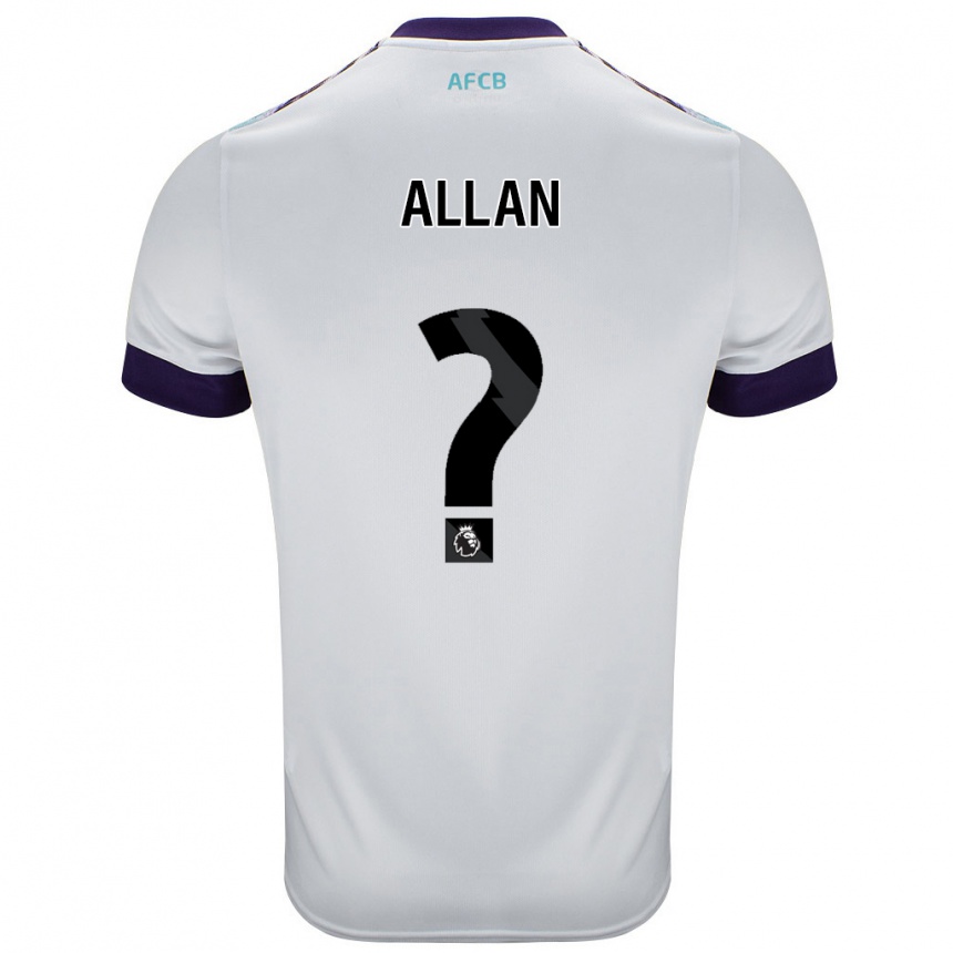 Kids Football Mack Allan #0 White Green Purple Away Jersey 2024/25 T-Shirt Uk