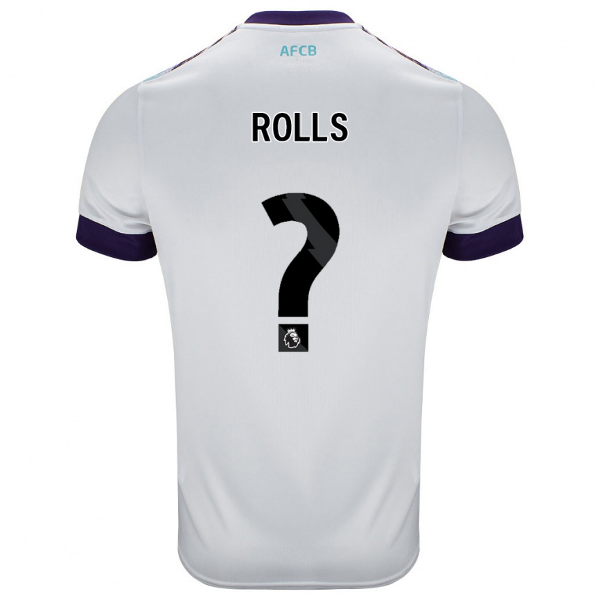 Kids Football Thomas Rolls #0 White Green Purple Away Jersey 2024/25 T-Shirt Uk