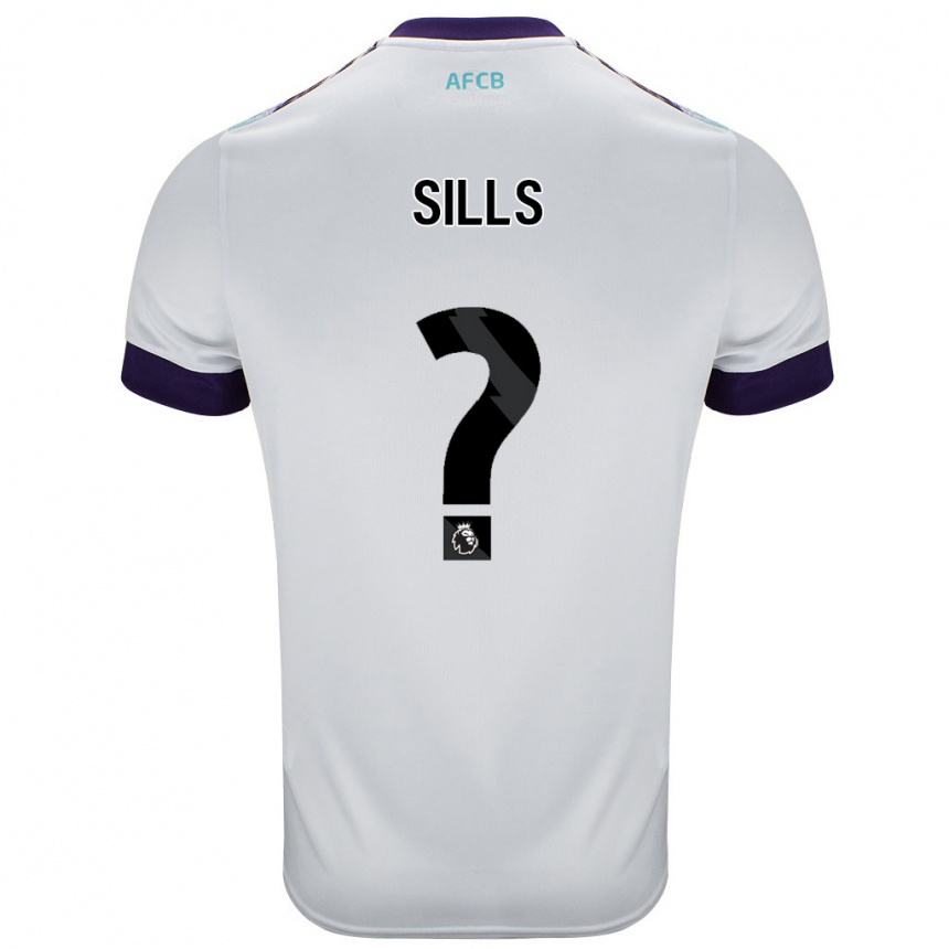 Kids Football Ethan Sills #0 White Green Purple Away Jersey 2024/25 T-Shirt Uk