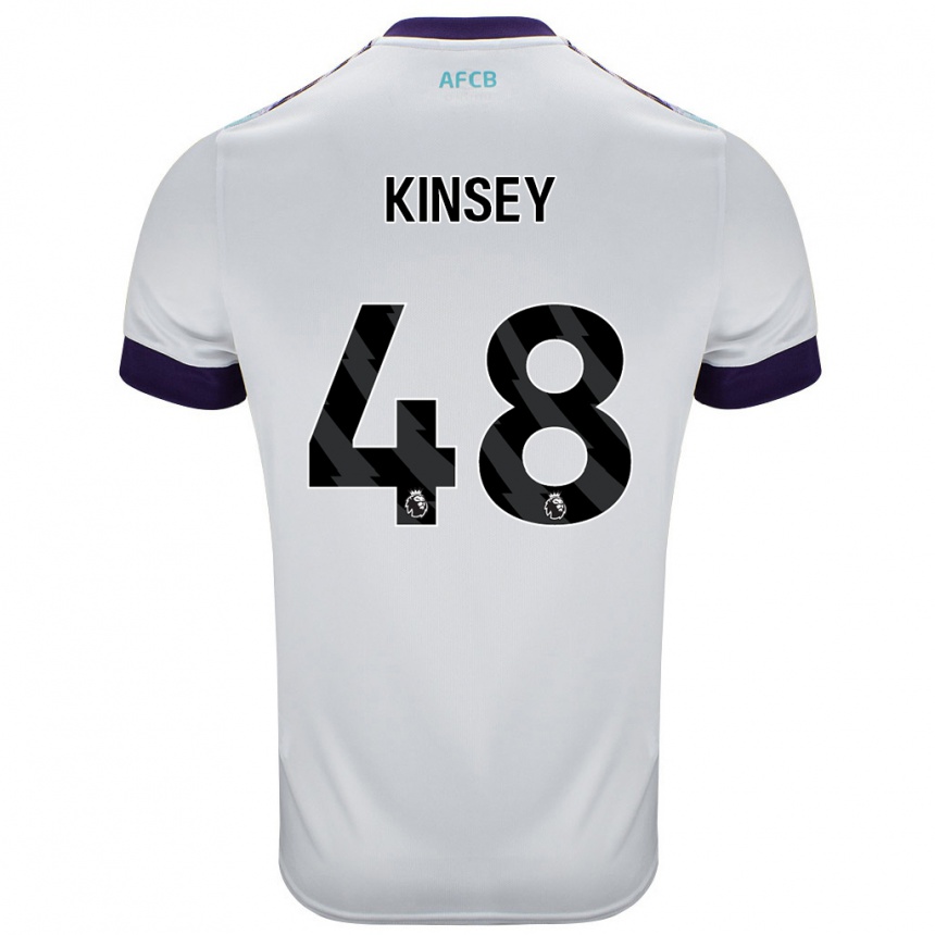 Kids Football Max Kinsey #48 White Green Purple Away Jersey 2024/25 T-Shirt Uk