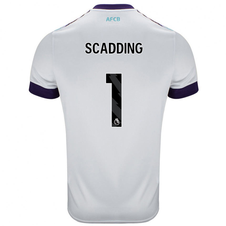 Kids Football Katie Scadding #1 White Green Purple Away Jersey 2024/25 T-Shirt Uk