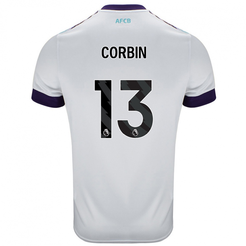 Kids Football Helen Corbin #13 White Green Purple Away Jersey 2024/25 T-Shirt Uk