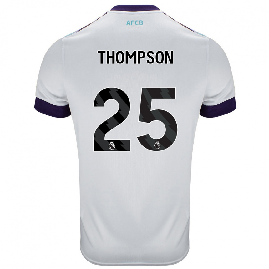 Kids Football Kenni Thompson #25 White Green Purple Away Jersey 2024/25 T-Shirt Uk