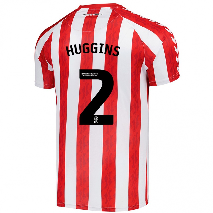 Men Football Niall Huggins #2 Red White Home Jersey 2024/25 T-Shirt Uk