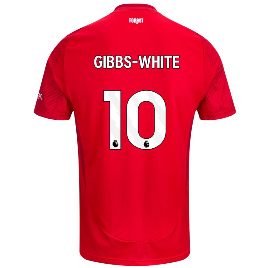 Men Football Morgan Gibbs-White #10 Red White Home Jersey 2024/25 T-Shirt Uk