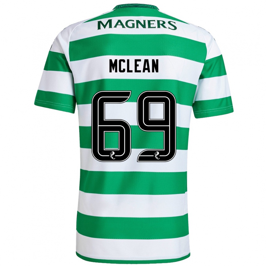 Men Football Kai Mclean #69 Green White Home Jersey 2024/25 T-Shirt Uk