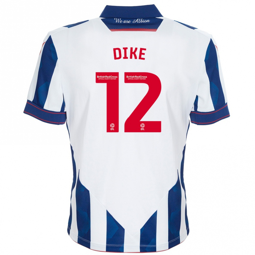 Men Football Daryl Dike #12 White Dark Blue Home Jersey 2024/25 T-Shirt Uk