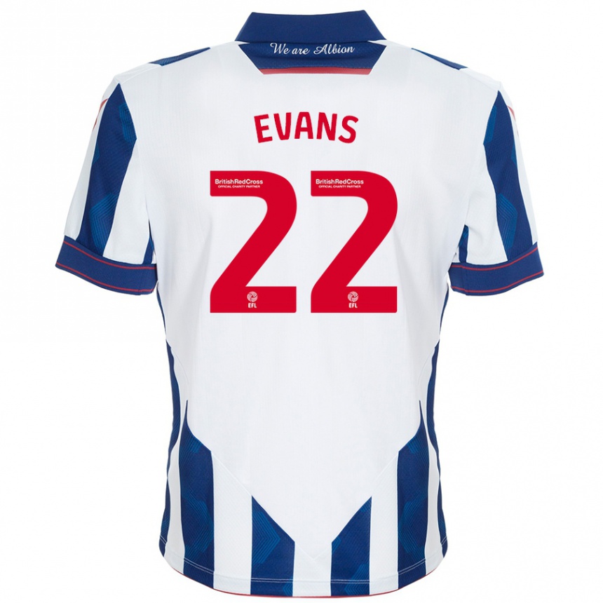 Men Football Kate Evans #22 White Dark Blue Home Jersey 2024/25 T-Shirt Uk