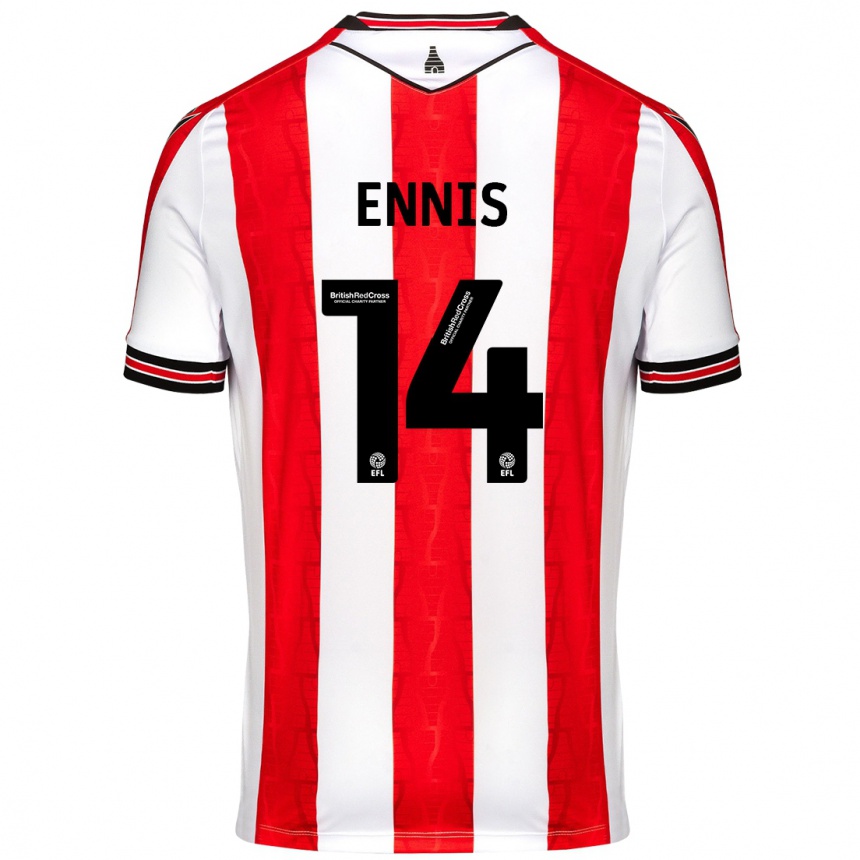 Men Football Niall Ennis #14 Red White Home Jersey 2024/25 T-Shirt Uk