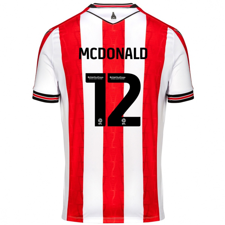 Men Football Kayleigh Mcdonald #12 Red White Home Jersey 2024/25 T-Shirt Uk