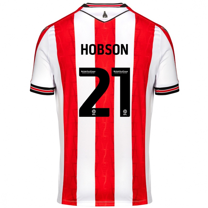 Men Football Elizabeth Hobson #21 Red White Home Jersey 2024/25 T-Shirt Uk