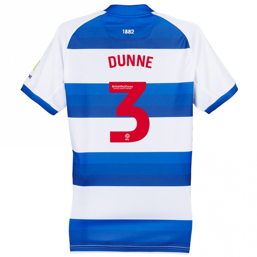 Men Football Jimmy Dunne #3 White Blue Home Jersey 2024/25 T-Shirt Uk