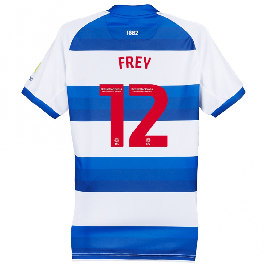 Men Football Michael Frey #12 White Blue Home Jersey 2024/25 T-Shirt Uk