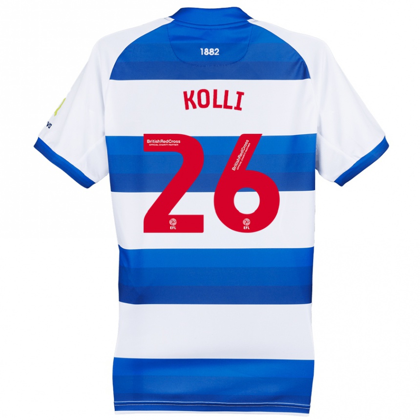 Men Football Rayan Kolli #26 White Blue Home Jersey 2024/25 T-Shirt Uk