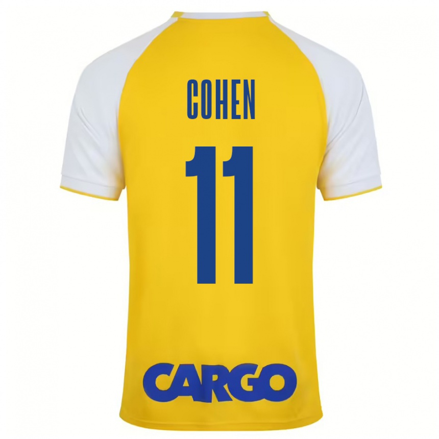 Men Football Yonatan Cohen #11 Yellow White Home Jersey 2024/25 T-Shirt Uk