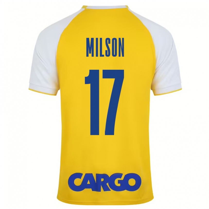 Men Football Milson #17 Yellow White Home Jersey 2024/25 T-Shirt Uk