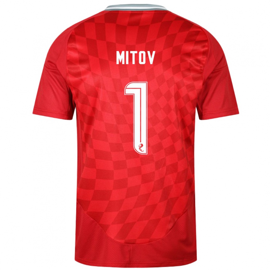 Men Football Dimitar Mitov #1 Red Home Jersey 2024/25 T-Shirt Uk