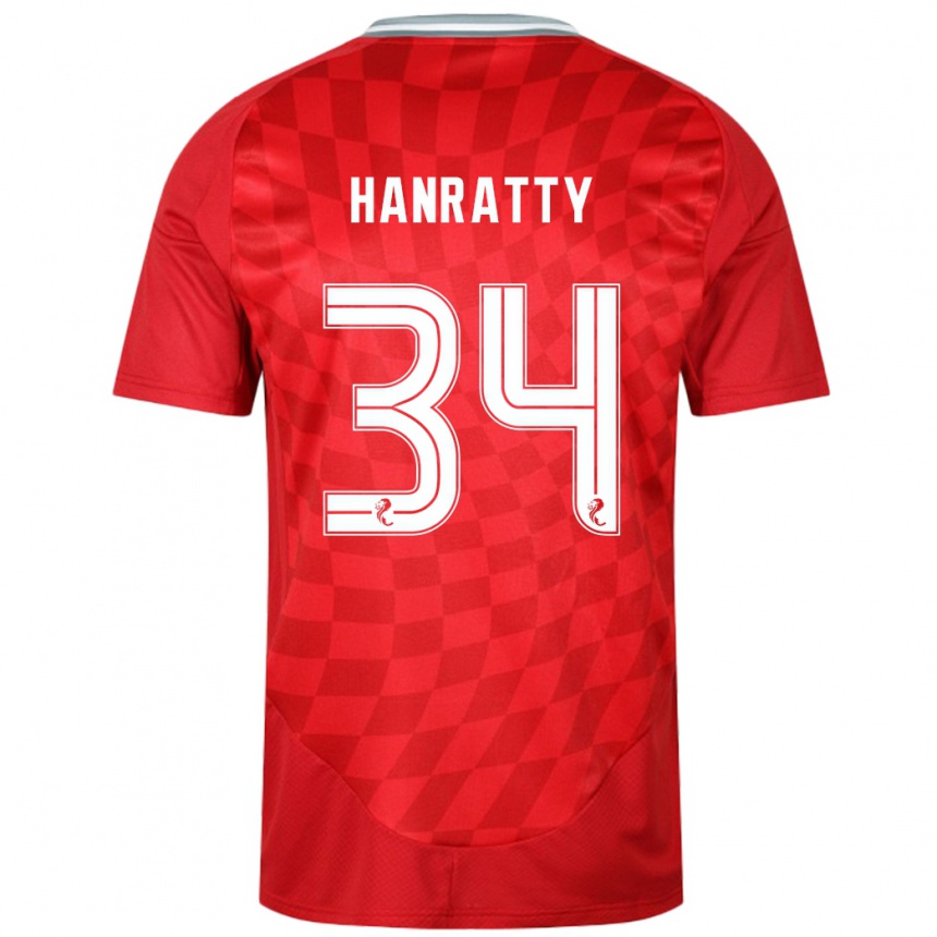 Men Football Kevin Hanratty #34 Red Home Jersey 2024/25 T-Shirt Uk