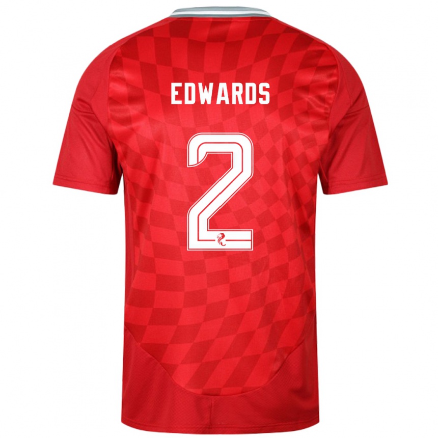 Men Football Lois Edwards #2 Red Home Jersey 2024/25 T-Shirt Uk