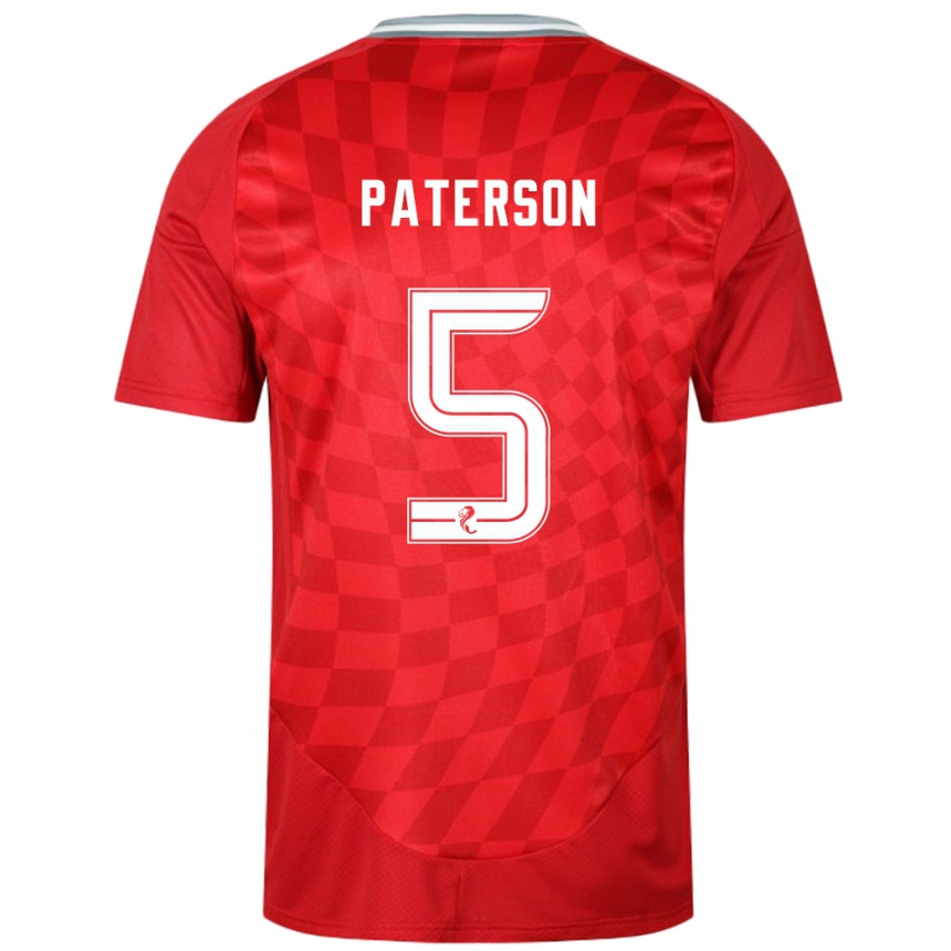 Men Football Donna Paterson #5 Red Home Jersey 2024/25 T-Shirt Uk