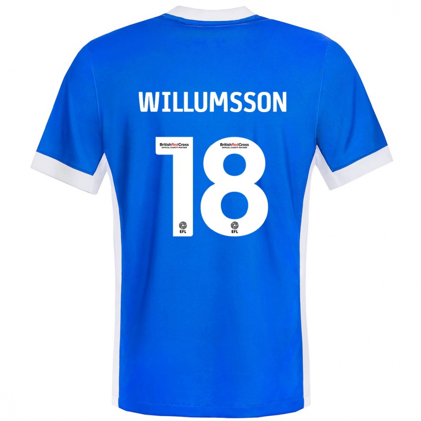 Men Football Willum Thór Willumsson #18 Blue White Home Jersey 2024/25 T-Shirt Uk