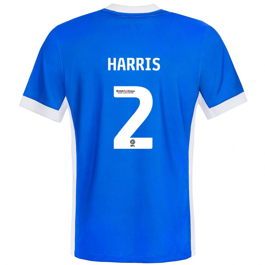 Men Football Martha Harris #2 Blue White Home Jersey 2024/25 T-Shirt Uk