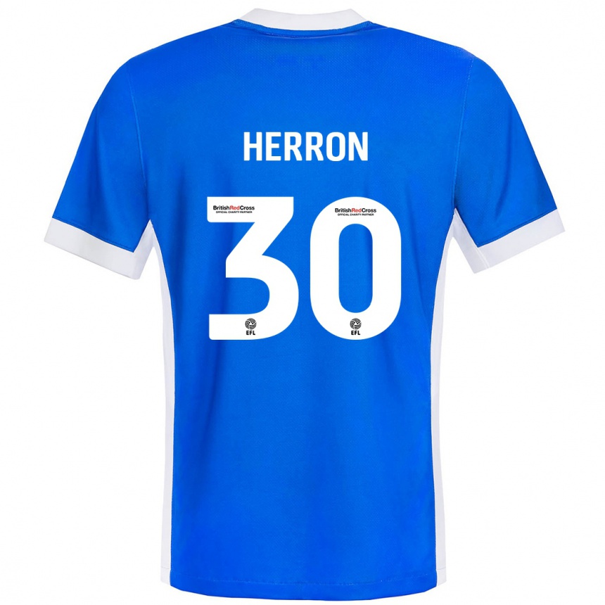 Men Football Neve Herron #30 Blue White Home Jersey 2024/25 T-Shirt Uk