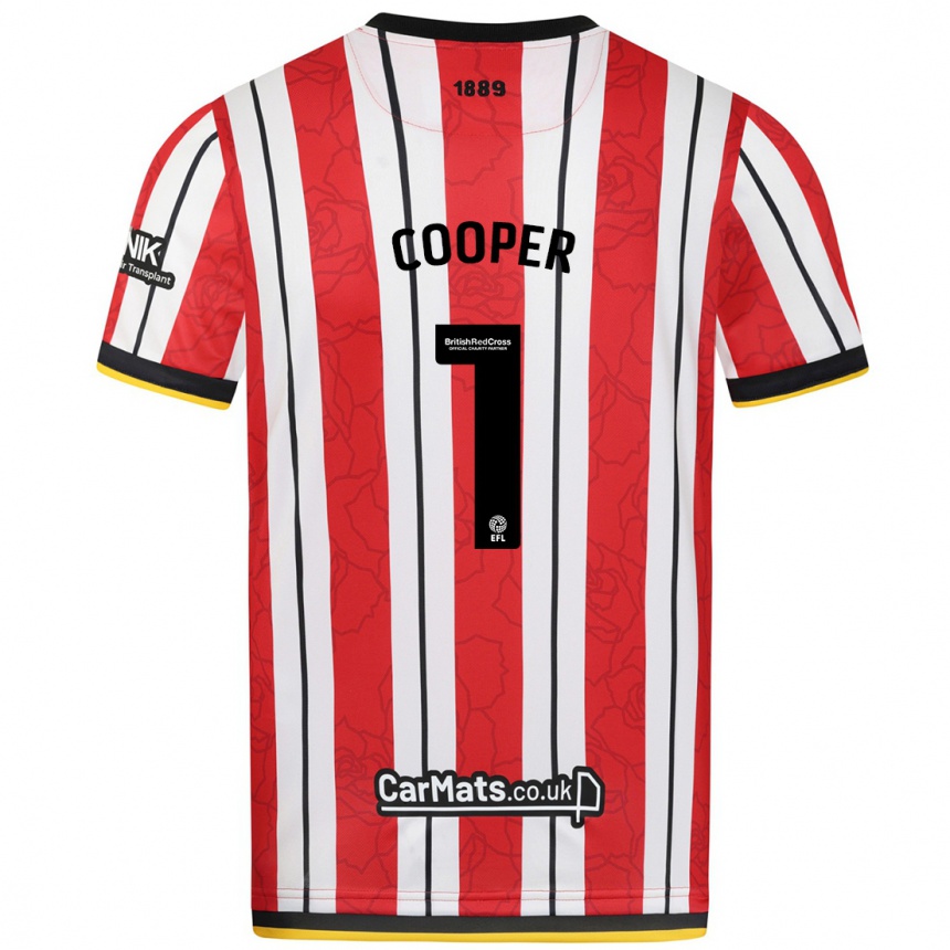 Men Football Michael Cooper #1 Red White Stripes Home Jersey 2024/25 T-Shirt Uk