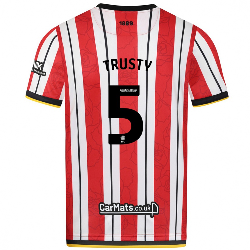 Men Football Auston Trusty #5 Red White Stripes Home Jersey 2024/25 T-Shirt Uk